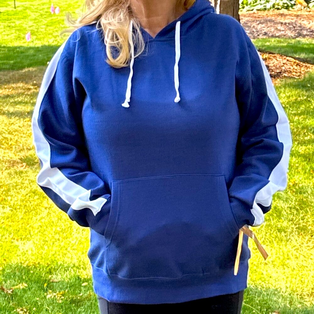 NWT Rawlings Royal Blue Pull-Over Unisex Hoodie w/Kangaroo Pocket & White Trim